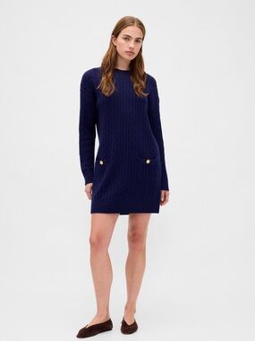 NWT Gap CashSoft Cable-Knit Mini Sweater Dress - medium tall